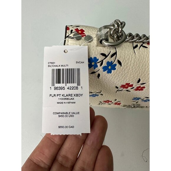 COACH CT831 Mini Klare Crossbody Bag With Floral Print Leather Chalk Multi - Picture 9 of 9